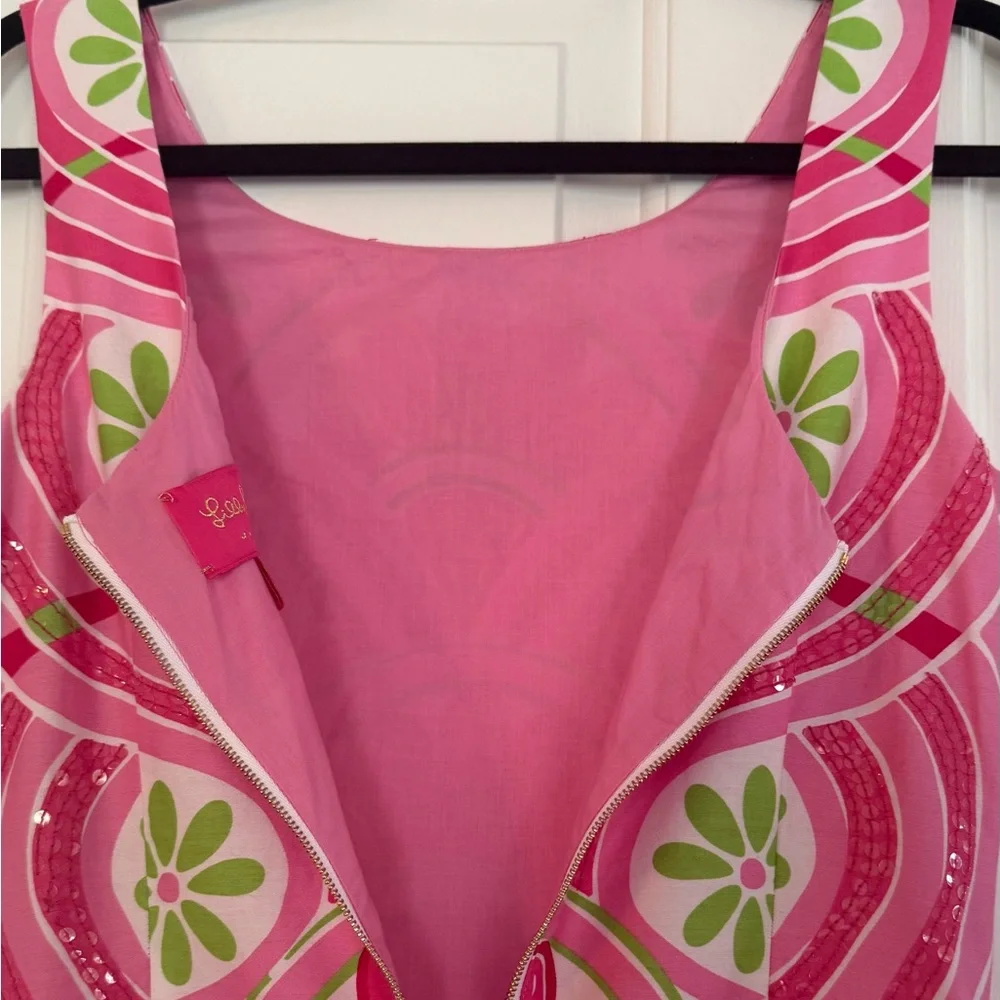 Lilly Pulitzer Jubilee shift dress sleeveless size 4 pink with sequins - Picture 4 of 11